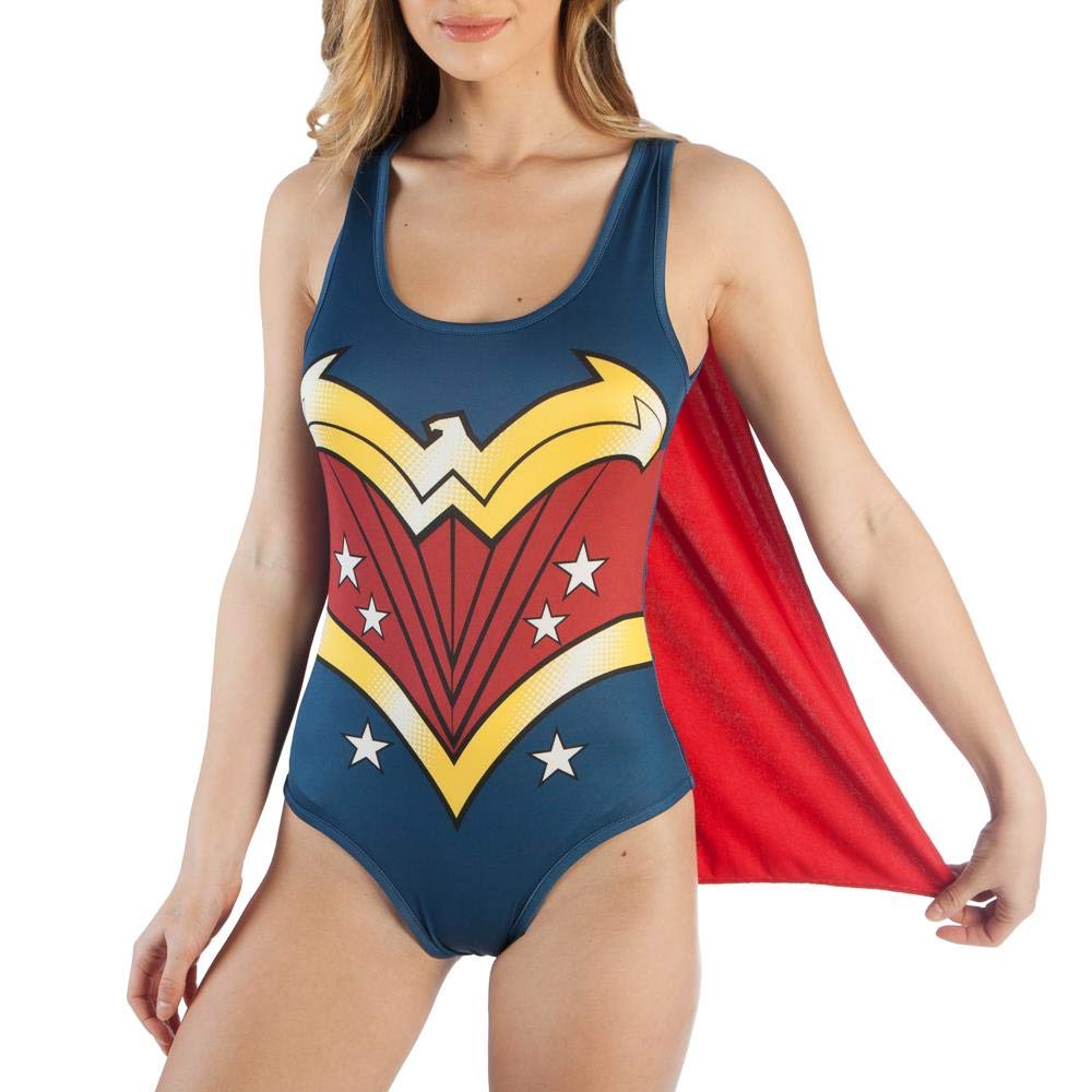 Womens Juniors DC Comics Wonder Woman Bodysuit with Removable Cape