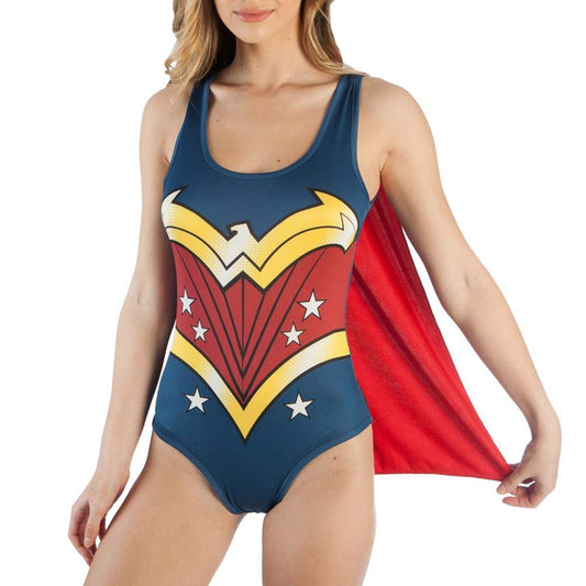 Womens Juniors DC Comics Wonder Woman Bodysuit with Removable Cape Shirts - Bladevip