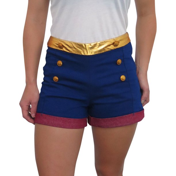 Women's Blue Wonder Woman High Waisted Costume Shorts - Bladevip