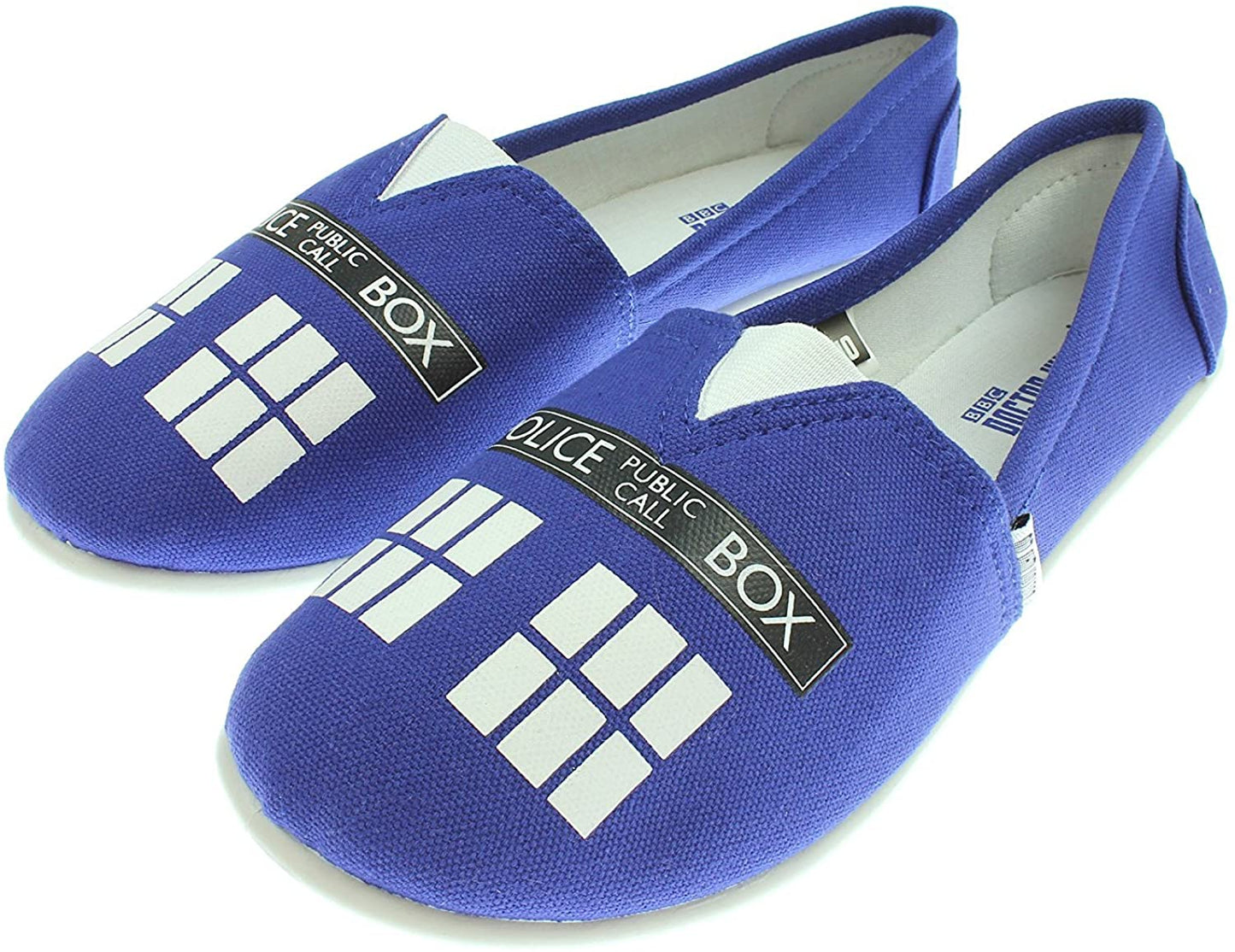 Women's Doctor Who Blue Tardis Slip On Shoes - Bladevip