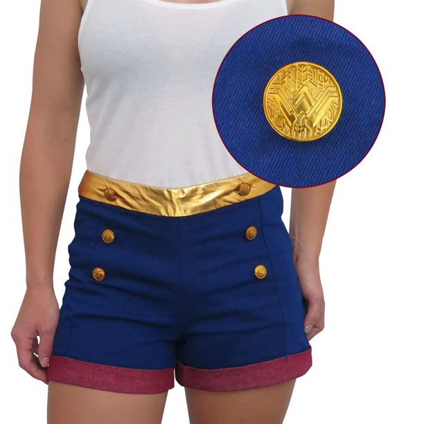 Women's Blue Wonder Woman High Waisted Costume Shorts - Bladevip