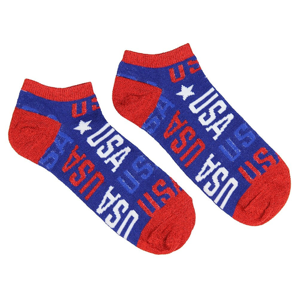 American Flag USA Americana Shimmer Thread No-Show Ankle Socks - Bladevip