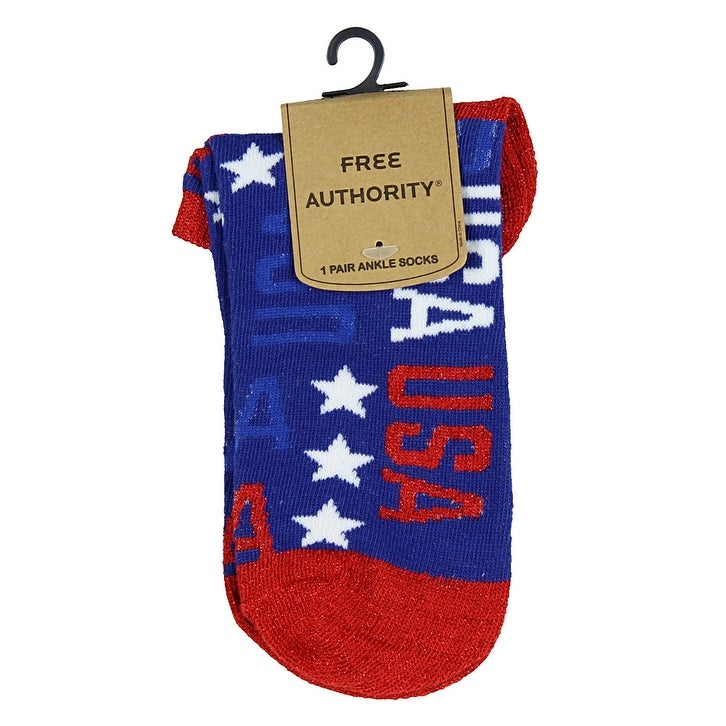 American Flag USA Americana Shimmer Thread No-Show Ankle Socks