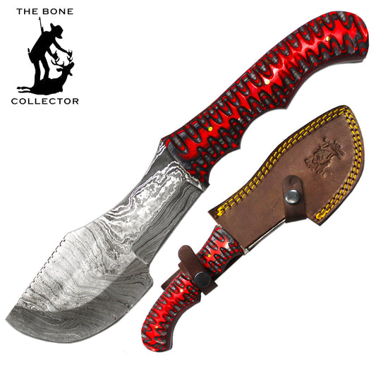 BC 880-RW 11.5" Bone Collector Jungle Survival Knife Red Micarta Handle with Leather Sheath