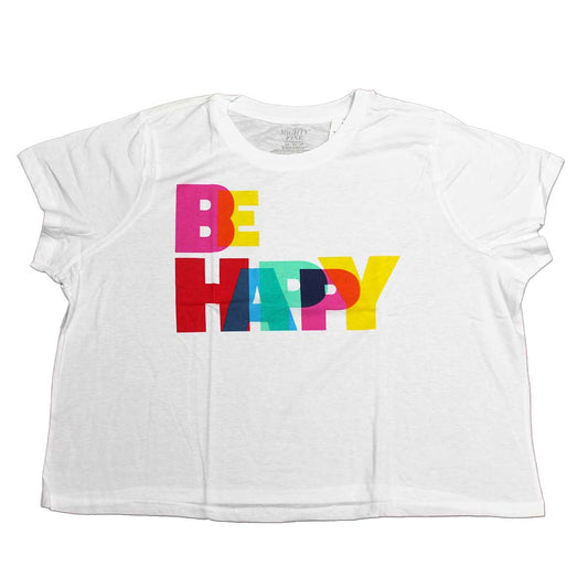 Camiseta blanca con gráfico Be Happy Rainbow para mujer Juniors