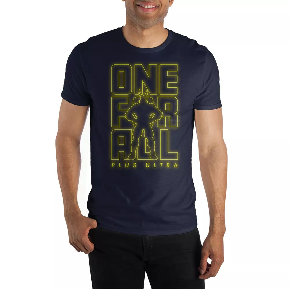 Camiseta My Hero Academia One For All Plus Ultra Neon Classic azul marino con gráfico para hombre