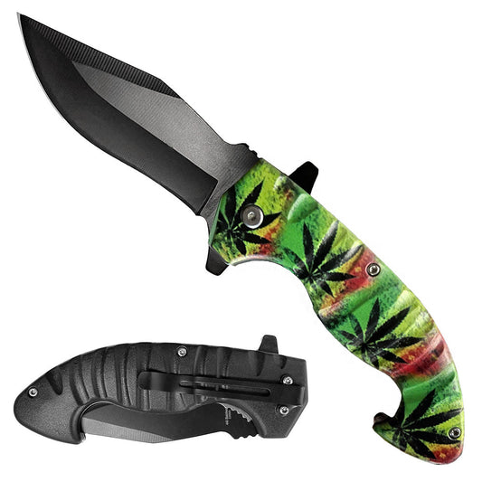 5" Marijuana Assist-Open Curved Folding Knife with Belt Clip - Bladevip