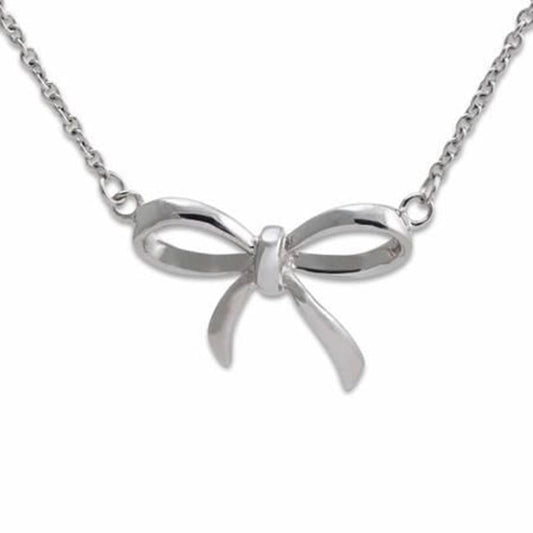 Connections From Hallmark™ Stainless Steel Bow Pendant Necklace 18" Chain - Bladevip