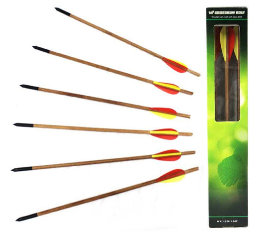 MK 150-16" Wood Archery Arrows 6 Piece Set Crossbows/Accessories - Bladevip