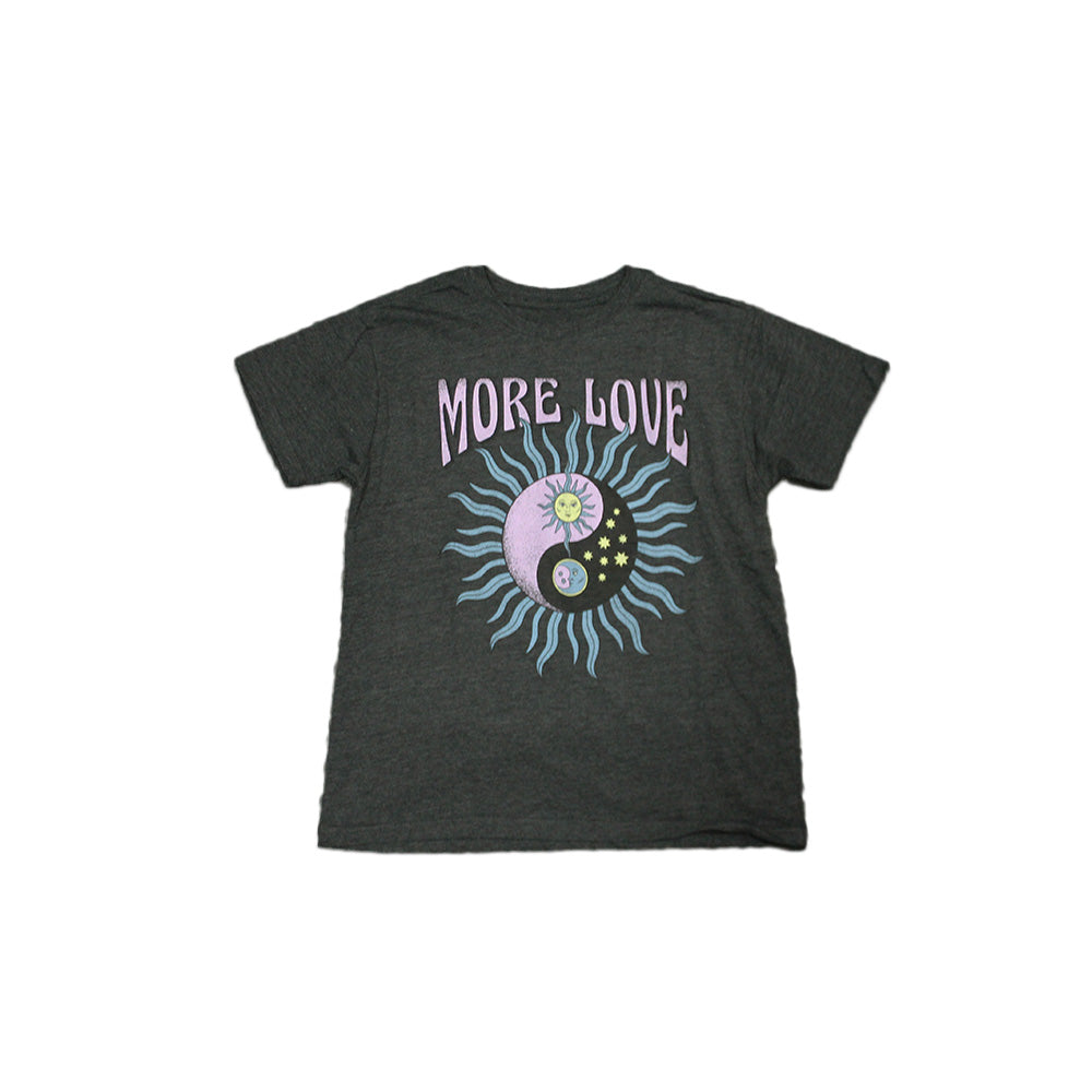 Women Junior's Charcoal Heather More Love Graphic Tee T-Shirt