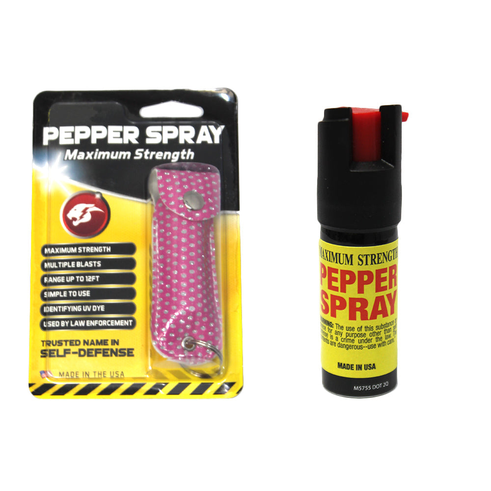 Maximum Strength 0.5 Pepper Spray with Pink Bling Case Self Defense - Bladevip