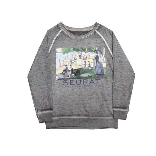 Women's Grey Heather Georges Seurat: A Sunday on La Grande Jatte Raglan Pullover - Bladevip