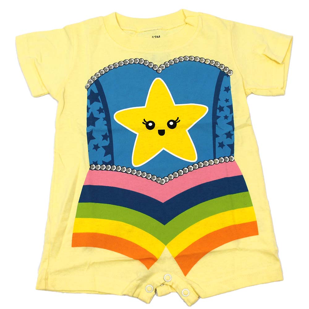 Bebé mameluco amarillo con gráfico de estrella para bebé 