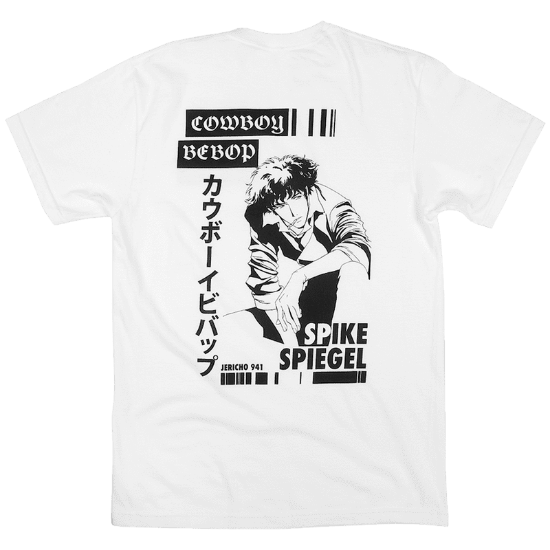 Men's White Cowboy Bebop Spike Graphic Tee T-Shirt