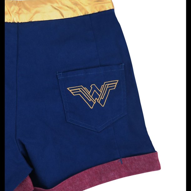 Women's Blue Wonder Woman High Waisted Costume Shorts - Bladevip