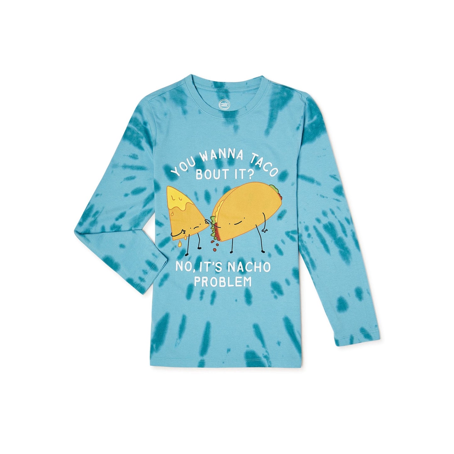 Boys’ Wonder Nation Taco Graphic T-Shirt with Long Sleeves, Sizes 4-18 & Husky