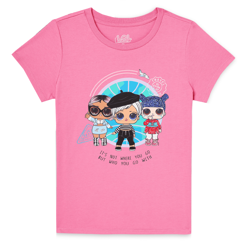 Camiseta de Niña de Manga Corta LOL Surprise Travel Graphic Tee Rosa